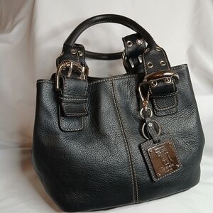 Medium Black Leather "Tignanello" Designer Satchel Bag Purse